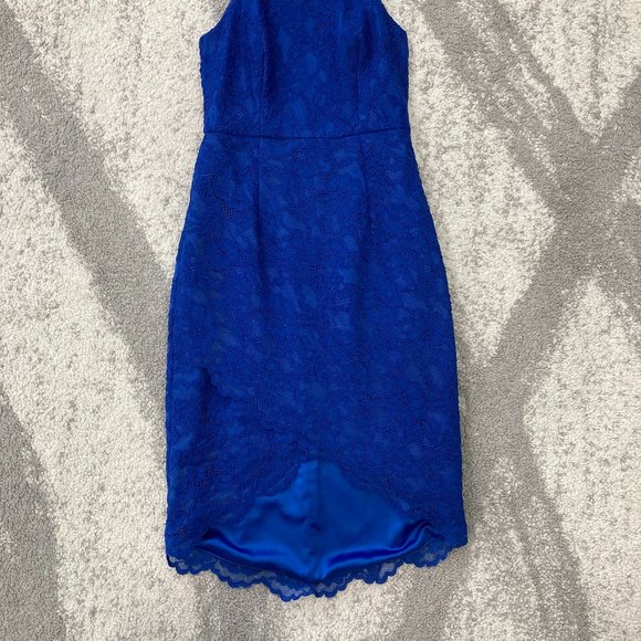 Ever New Electric Blue Square Neck Lace Dress - Picture 2 of 6